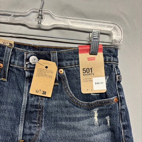 Levi's 501 Women's Blue Denim Shorts - Picture 2 of 10